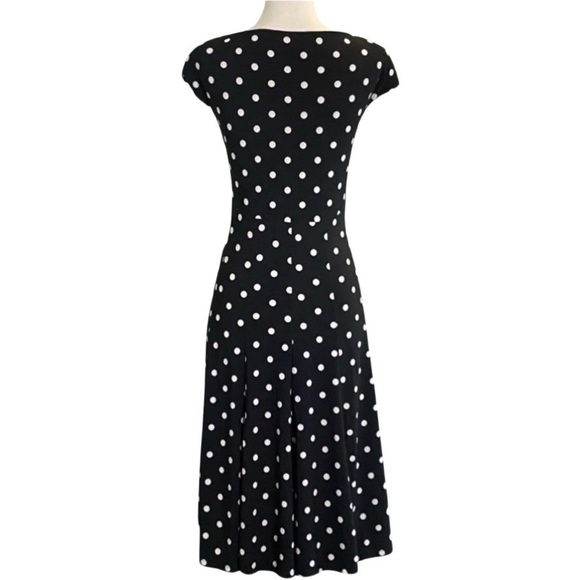 Lauren Ralph Lauren Sleeveless Surplice V-Neck Polka Dot Jersey Dress Size 12 - Picture 4 of 7